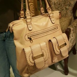 ***XL Badgley Mischka Leather Bag bought it here used twice & stored